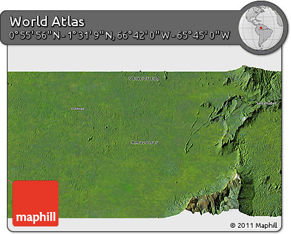 Satellite 3D Map of the Area around 1° 13' 33" N, 66° 13' 29" W