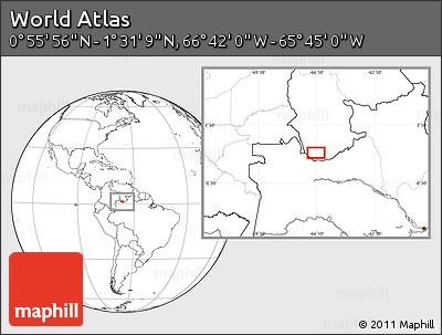 Blank Location Map of the Area around 1° 13' 33" N, 66° 13' 29" W