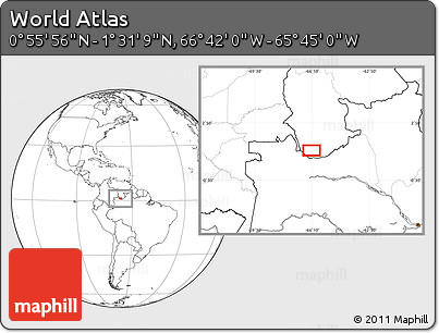 Blank Location Map of the Area around 1° 13' 33" N, 66° 13' 29" W
