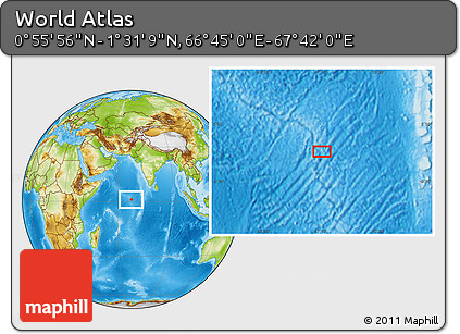 Physical Location Map of the Area around 1° 13' 33" N, 67° 13' 29" E