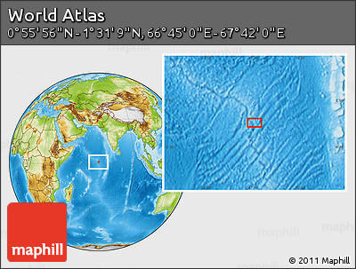 Physical Location Map of the Area around 1° 13' 33" N, 67° 13' 29" E