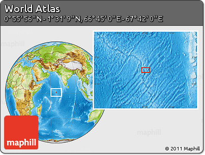 Physical Location Map of the Area around 1° 13' 33" N, 67° 13' 29" E