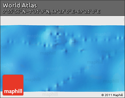 Physical 3D Map of the Area around 1° 13' 33" N, 68° 55' 30" E