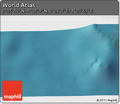 Satellite 3D Map of the Area around 1° 13' 33" N, 6° 52' 30" E