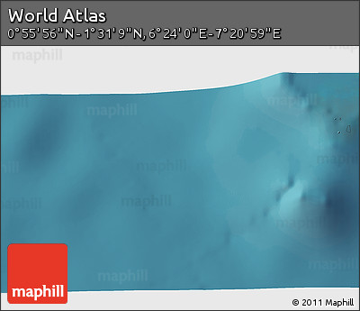 Satellite 3D Map of the Area around 1° 13' 33" N, 6° 52' 30" E