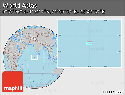 Gray Location Map of the Area around 1° 13' 33" N, 72° 19' 29" E