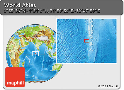 Physical Location Map of the Area around 1° 13' 33" N, 72° 19' 29" E