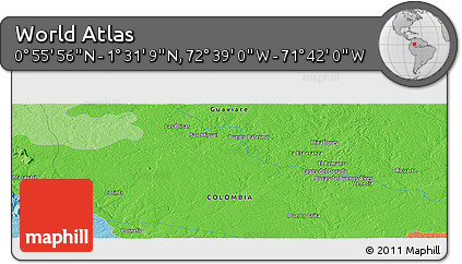 Political Panoramic Map of the Area around 1° 13' 33" N, 72° 10' 30" W