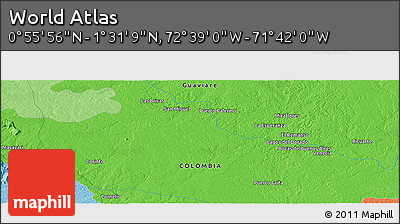 Political Panoramic Map of the Area around 1° 13' 33" N, 72° 10' 30" W