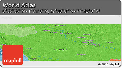 Political Panoramic Map of the Area around 1° 13' 33" N, 72° 10' 30" W