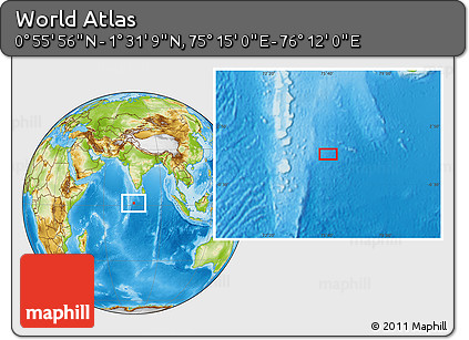 Physical Location Map of the Area around 1° 13' 33" N, 75° 43' 29" E