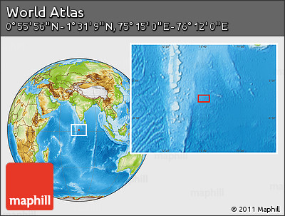Physical Location Map of the Area around 1° 13' 33" N, 75° 43' 29" E