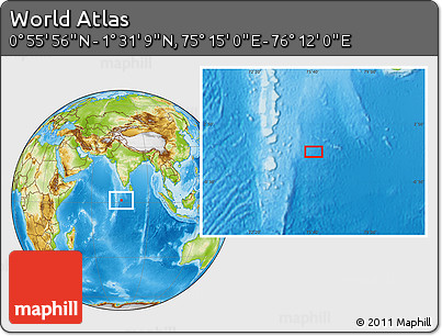 Physical Location Map of the Area around 1° 13' 33" N, 75° 43' 29" E