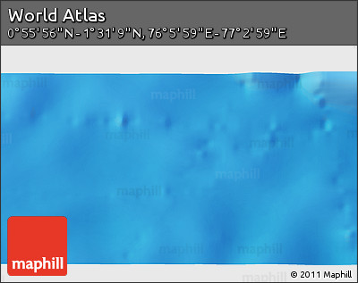 Shaded Relief 3D Map of the Area around 1° 13' 33" N, 76° 34' 29" E