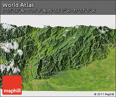 Satellite 3D Map of the Area around 1° 13' 33" N, 76° 25' 30" W