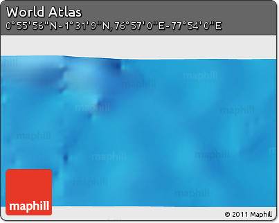 Physical 3D Map of the Area around 1° 13' 33" N, 77° 25' 30" E