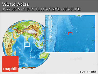 Physical Location Map of the Area around 1° 13' 33" N, 78° 16' 30" E