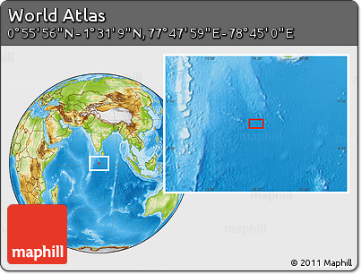 Physical Location Map of the Area around 1° 13' 33" N, 78° 16' 30" E