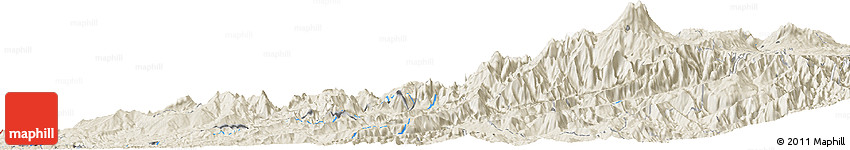 Shaded Relief Horizon Map of the Area around 1° 13' 33" N, 78° 7' 30" W