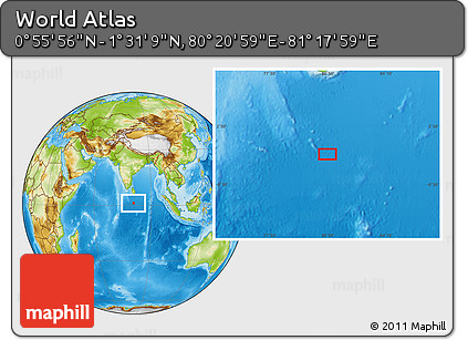 Physical Location Map of the Area around 1° 13' 33" N, 80° 49' 29" E