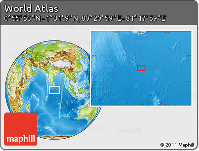 Physical Location Map of the Area around 1° 13' 33" N, 80° 49' 29" E