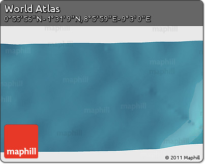 Satellite 3D Map of the Area around 1° 13' 33" N, 8° 34' 29" E