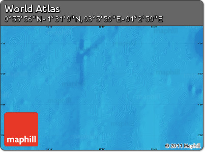 Shaded Relief Map of the Area around 1° 13' 33" N, 93° 34' 29" E