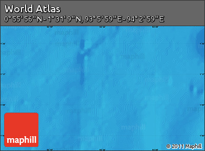 Shaded Relief Map of the Area around 1° 13' 33" N, 93° 34' 29" E