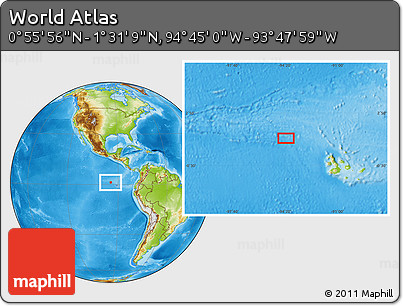 Physical Location Map of the Area around 1° 13' 33" N, 94° 16' 30" W