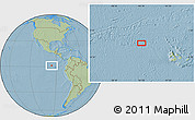 Savanna Style Location Map of the area around 1° 13' 33" N, 95° 7' 30" W, hill shading