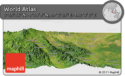 Satellite Panoramic Map of the Area around 1° 13' 33" N, 99° 31' 30" E