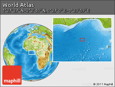 Physical Location Map of the Area around 1° 45' 3" N, 0° 55' 29" E