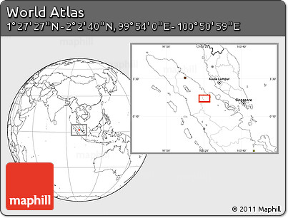 Blank Location Map of the Area around 1° 45' 3" N, 100° 22' 30" E