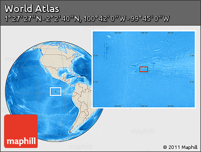 Shaded Relief Location Map of the Area around 1° 45' 3" N, 100° 13' 29" W