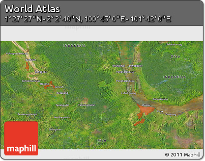 Satellite 3D Map of the Area around 1° 45' 3" N, 101° 13' 29" E