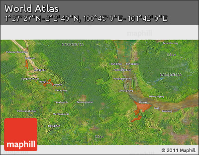 Satellite 3D Map of the Area around 1° 45' 3" N, 101° 13' 29" E