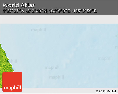 Physical 3D Map of the Area around 1° 45' 3" N, 104° 37' 30" E