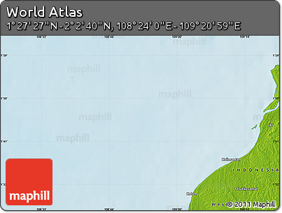 Physical Map of the Area around 1° 45' 3" N, 108° 52' 30" E