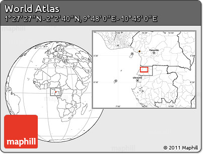 Blank Location Map of the Area around 1° 45' 3" N, 10° 16' 30" E