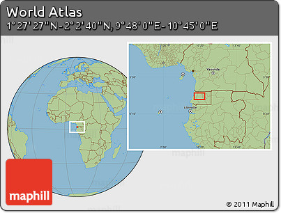 Savanna Style Location Map of the Area around 1° 45' 3" N, 10° 16' 30" E