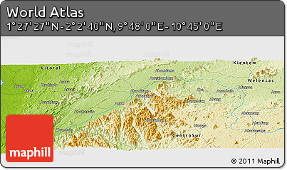 Physical Panoramic Map of the Area around 1° 45' 3" N, 10° 16' 30" E