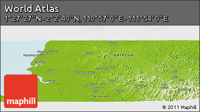 Physical Panoramic Map of the Area around 1° 45' 3" N, 111° 25' 30" E