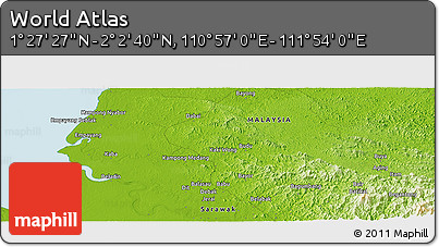 Physical Panoramic Map of the Area around 1° 45' 3" N, 111° 25' 30" E
