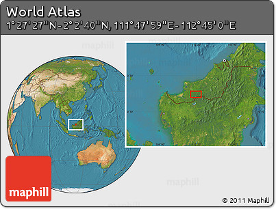 Satellite Location Map of the Area around 1° 45' 3" N, 112° 16' 30" E