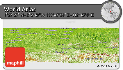Physical Panoramic Map of the Area around 1° 45' 3" N, 112° 16' 30" E