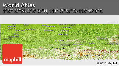 Physical Panoramic Map of the Area around 1° 45' 3" N, 112° 16' 30" E