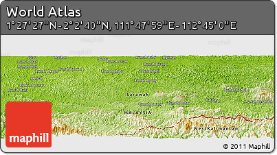 Physical Panoramic Map of the Area around 1° 45' 3" N, 112° 16' 30" E