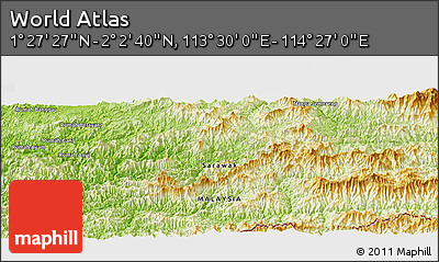Physical Panoramic Map of the Area around 1° 45' 3" N, 113° 58' 29" E
