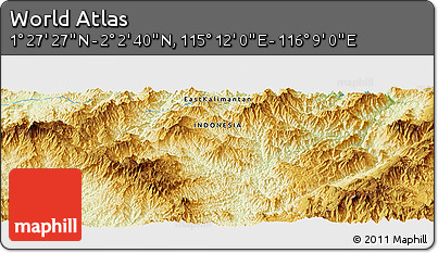 Physical Panoramic Map of the Area around 1° 45' 3" N, 115° 40' 30" E