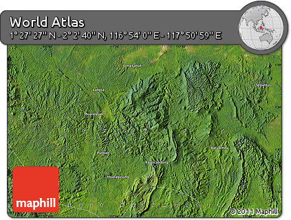 Satellite Map of the Area around 1° 45' 3" N, 117° 22' 30" E